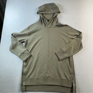 Garnet Hill French Terry Snap Side Hoodie, Sage Green, Size M